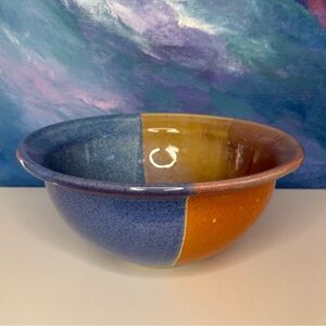 Walt Glass Pottery Large Mixing Display Bowl Colorful Signed Art 80s 90s Kitchen